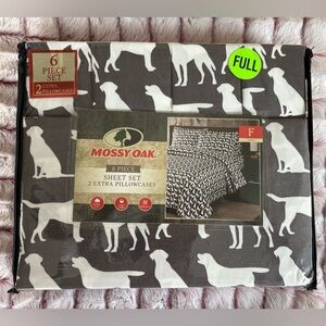 Mossy Oak Lab Dog Print Sheet Set - Full Gray & White